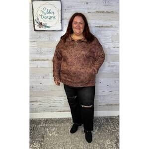 NEW JESS LEA rosewood bloom pullover in brown